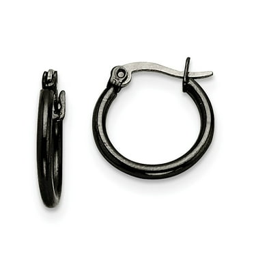 Beautiful Stainless Steel Black IP plated 55mm Hoop Earrings Beautiful Stainless Steel Black IP plated 55mm Hoop Earrings